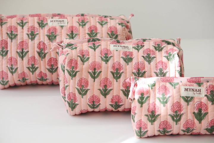 Blush marigold print travel/makeup/organizer/bag - Large