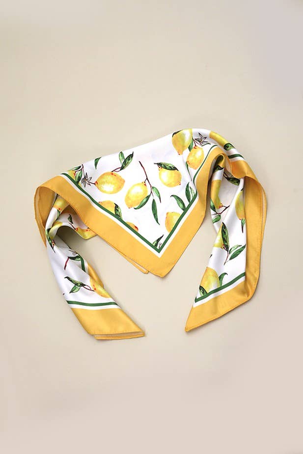 Lemon Silky Feel Bandana Scarf - Lemon
