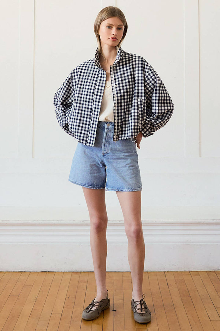 Jenna Gingham Jacket - Navy