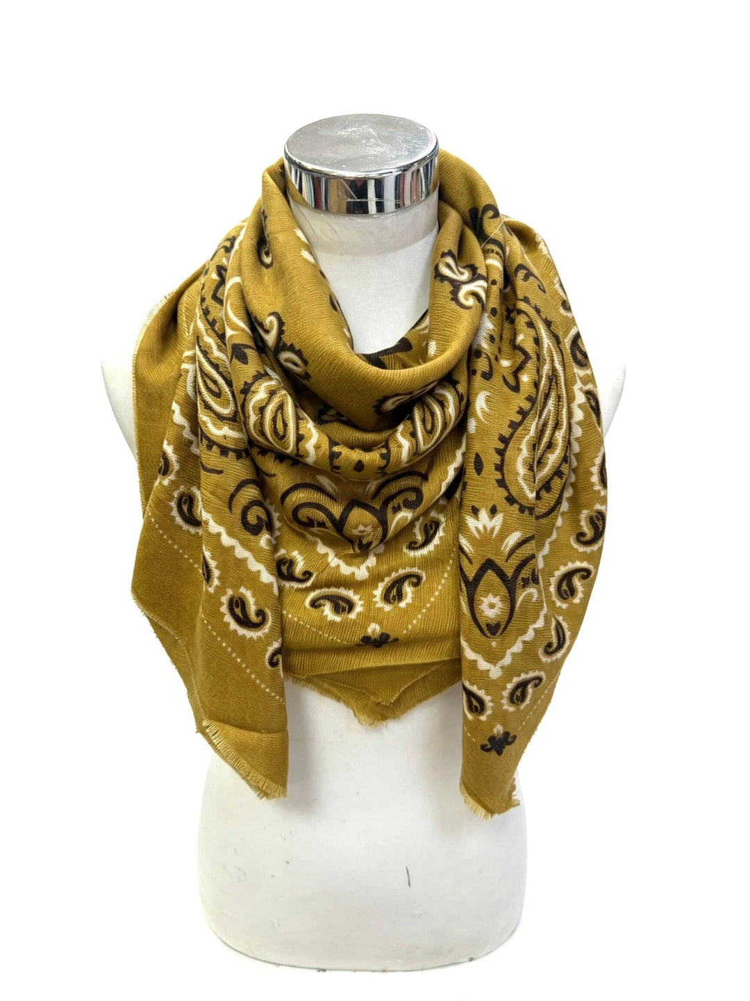 K21 Large Woolen Square Bandana: Khaki