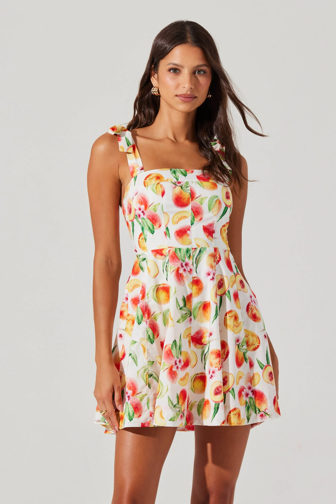 Georgia Bow Strap Mini Dress - Yellow Peach