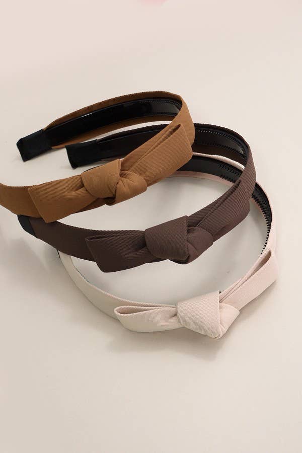 Classic Bow Knotted Headband - Brown
