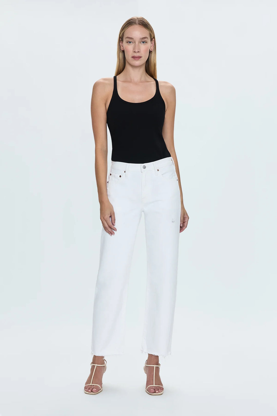 Lexi Mid Rise Bowed Straight Jean - Luxe White Vintage