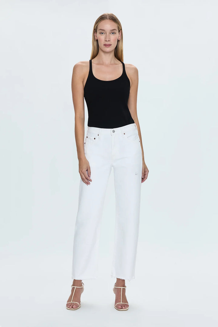 Lexi Mid Rise Bowed Straight Jean - Luxe White Vintage