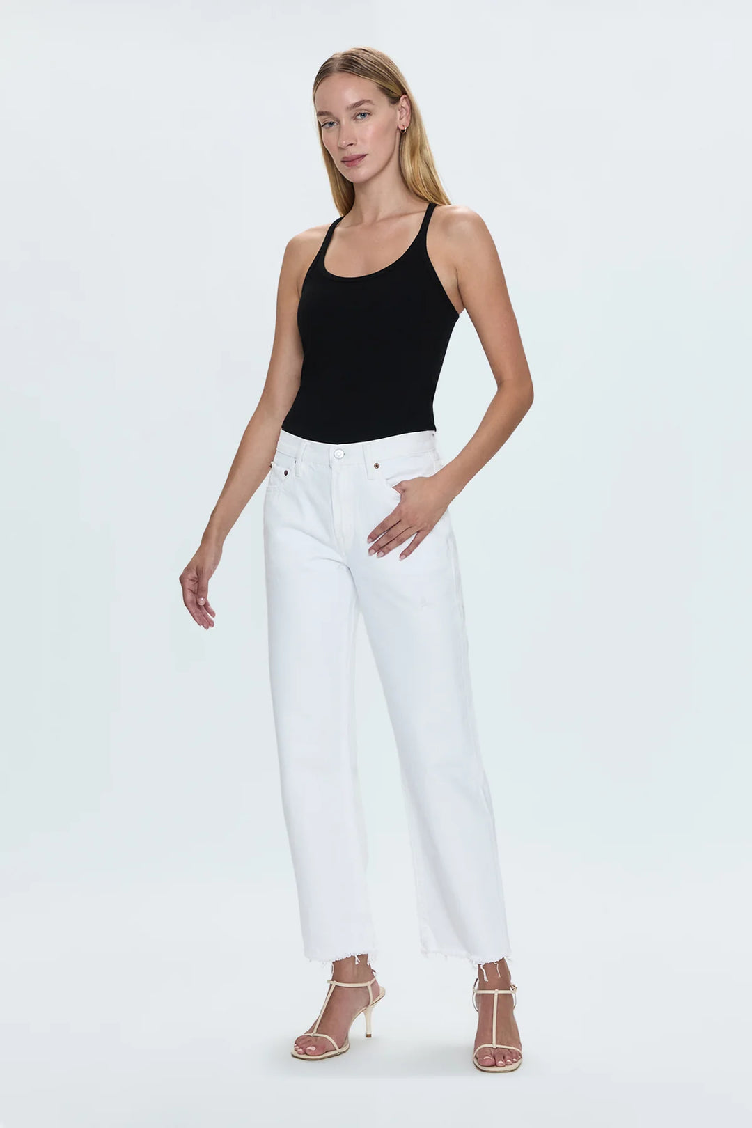 Lexi Mid Rise Bowed Straight Jean - Luxe White Vintage