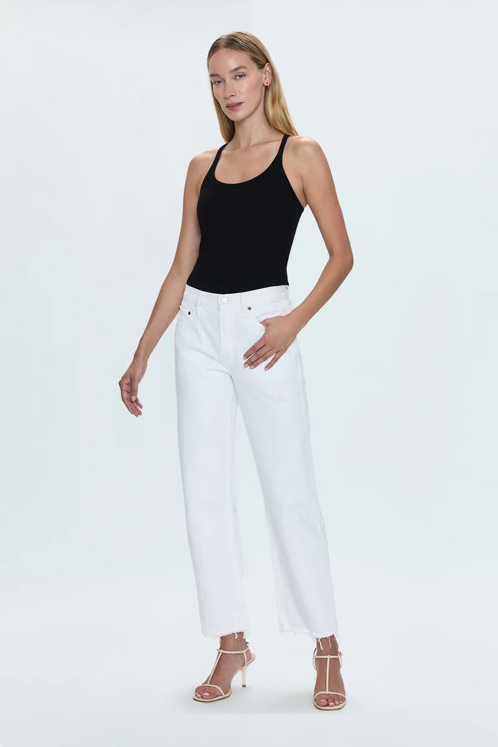 Lexi Mid Rise Bowed Straight Jean - Luxe White Vintage