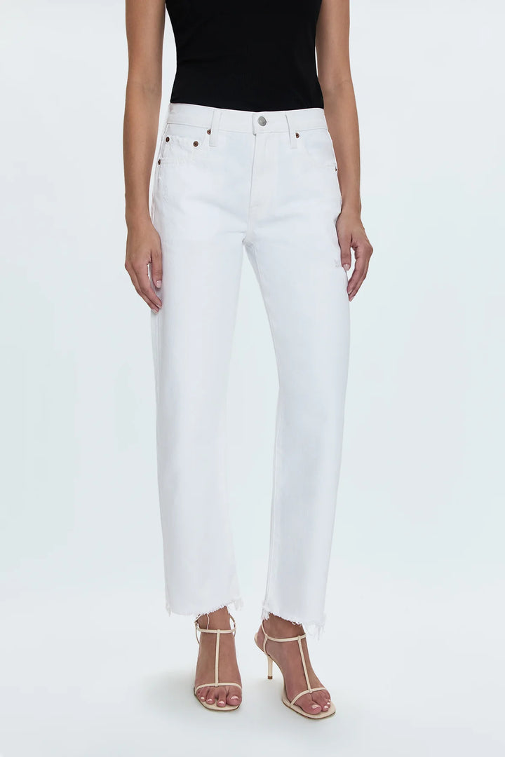 Lexi Mid Rise Bowed Straight Jean - Luxe White Vintage