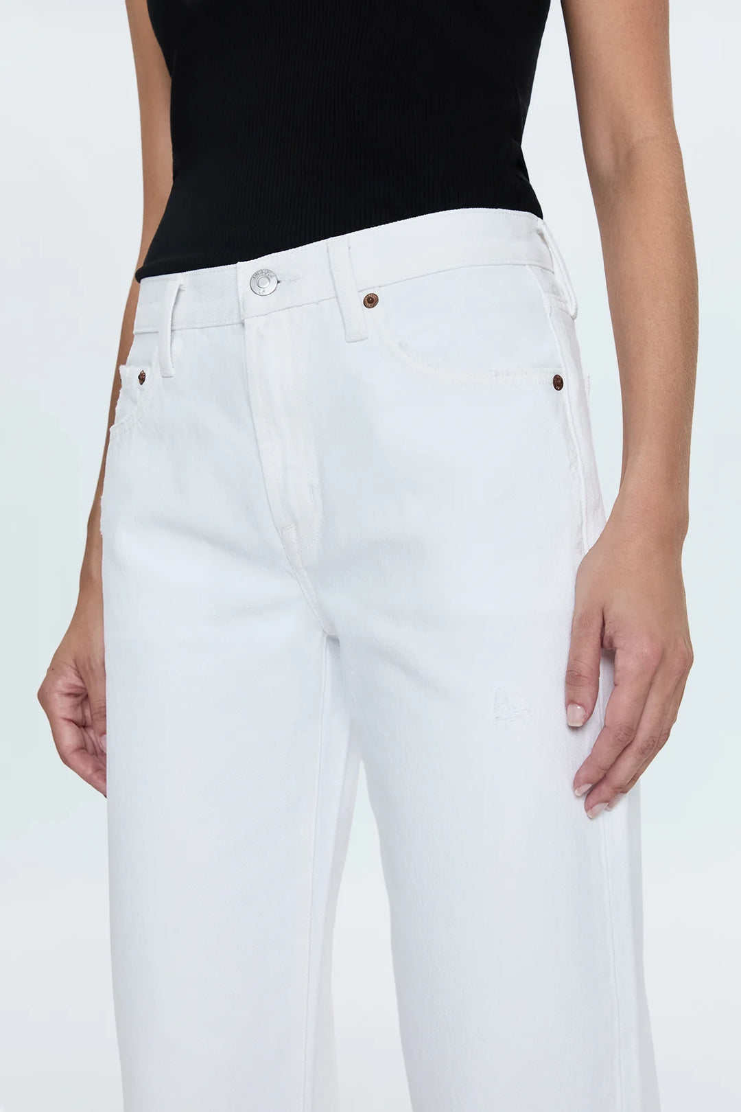 Lexi Mid Rise Bowed Straight Jean - Luxe White Vintage
