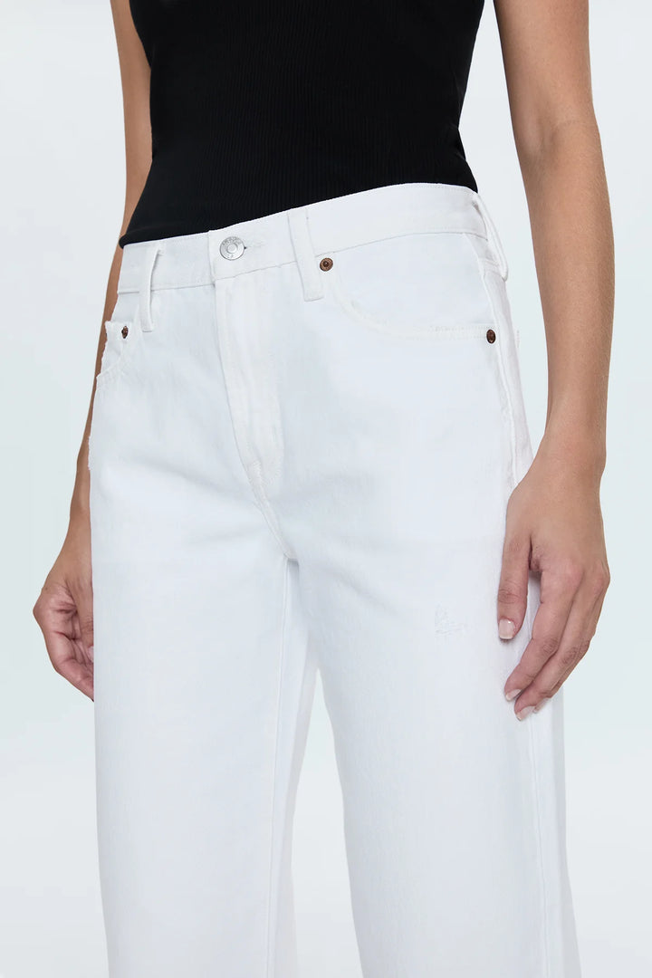 Lexi Mid Rise Bowed Straight Jean - Luxe White Vintage