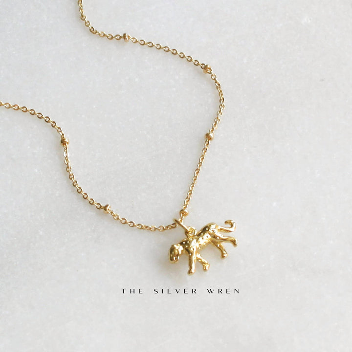 Gold Leopard Pendant Necklace: 16 inch