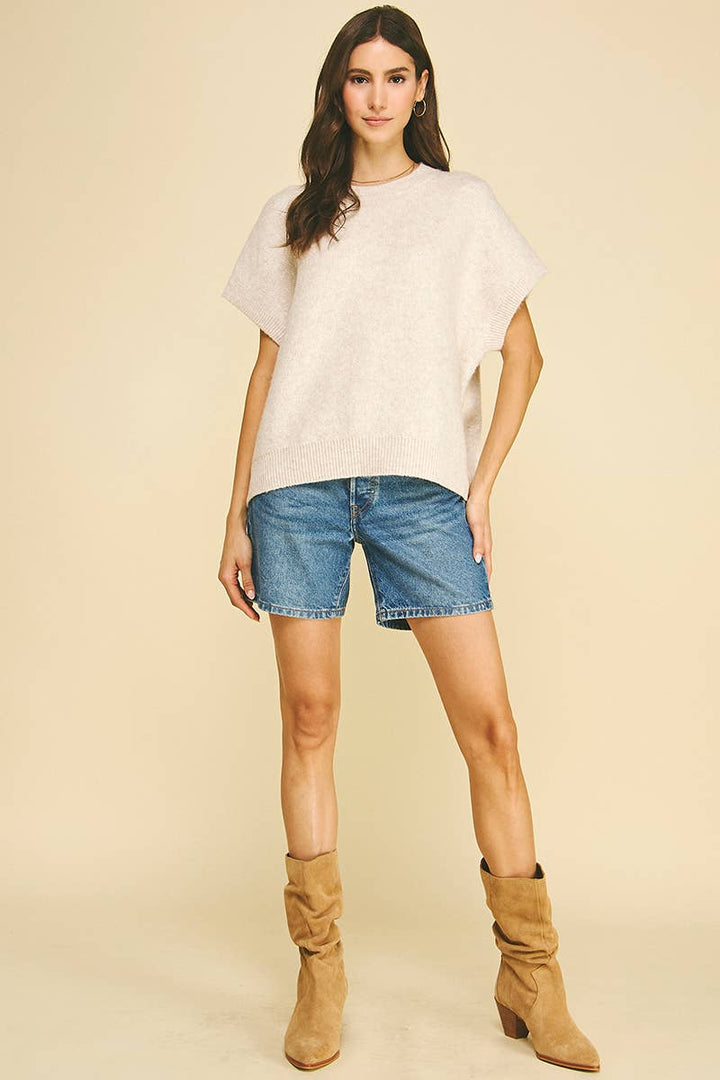 Emery Short Sleeve Sweater - Shell