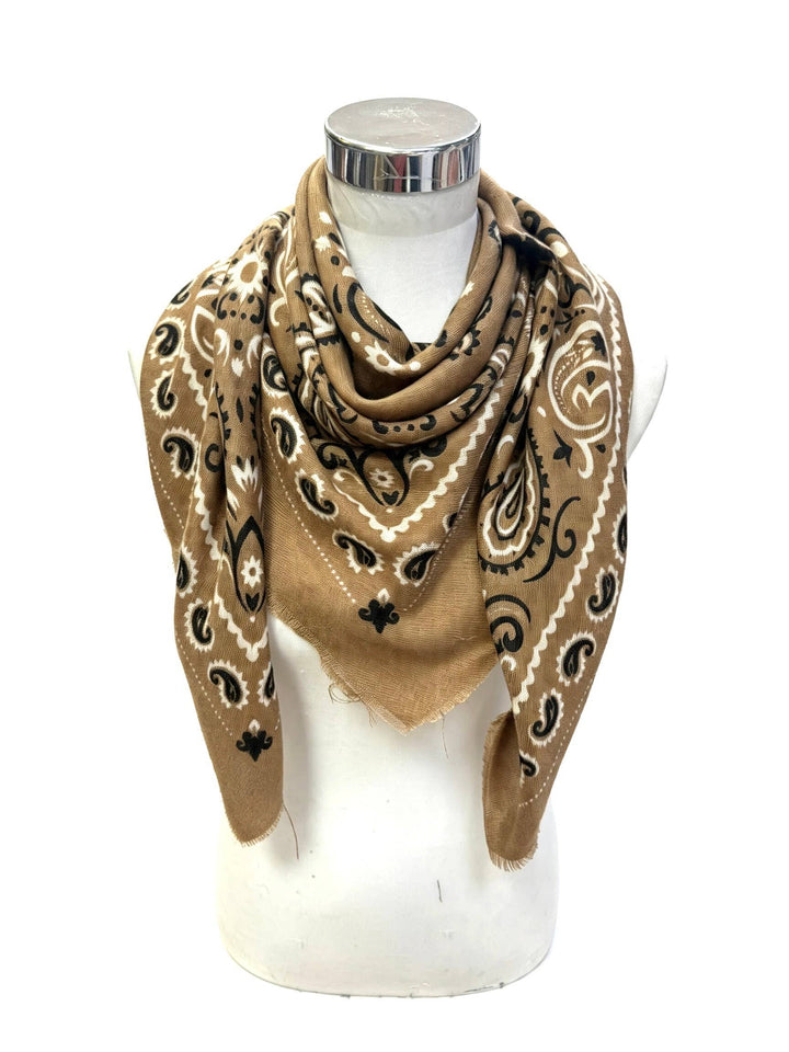 K21 Large Woolen Square Bandana: Khaki