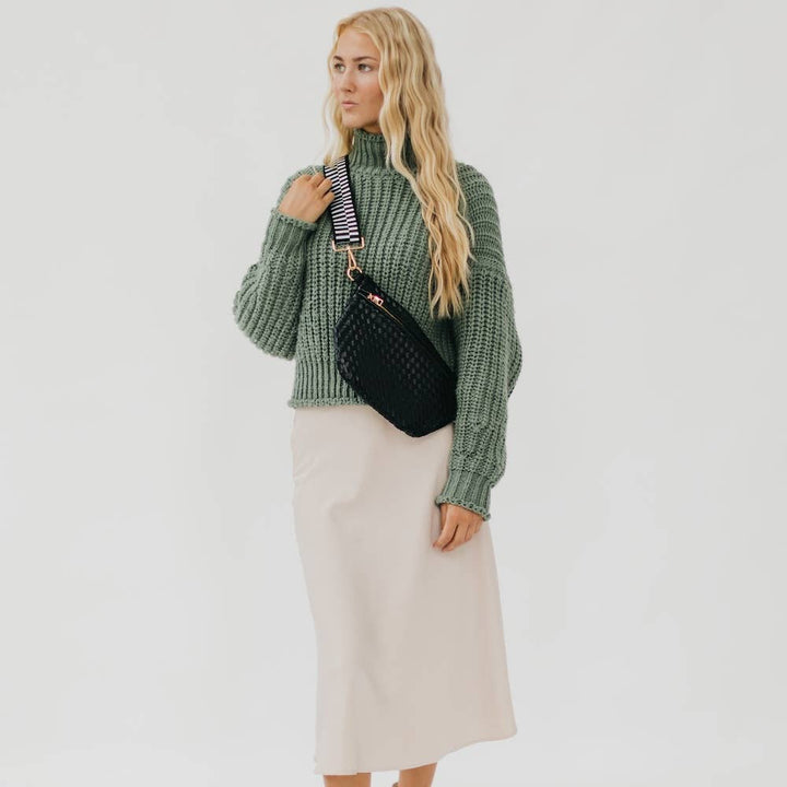 Keara Woven Bum Bag  - Black