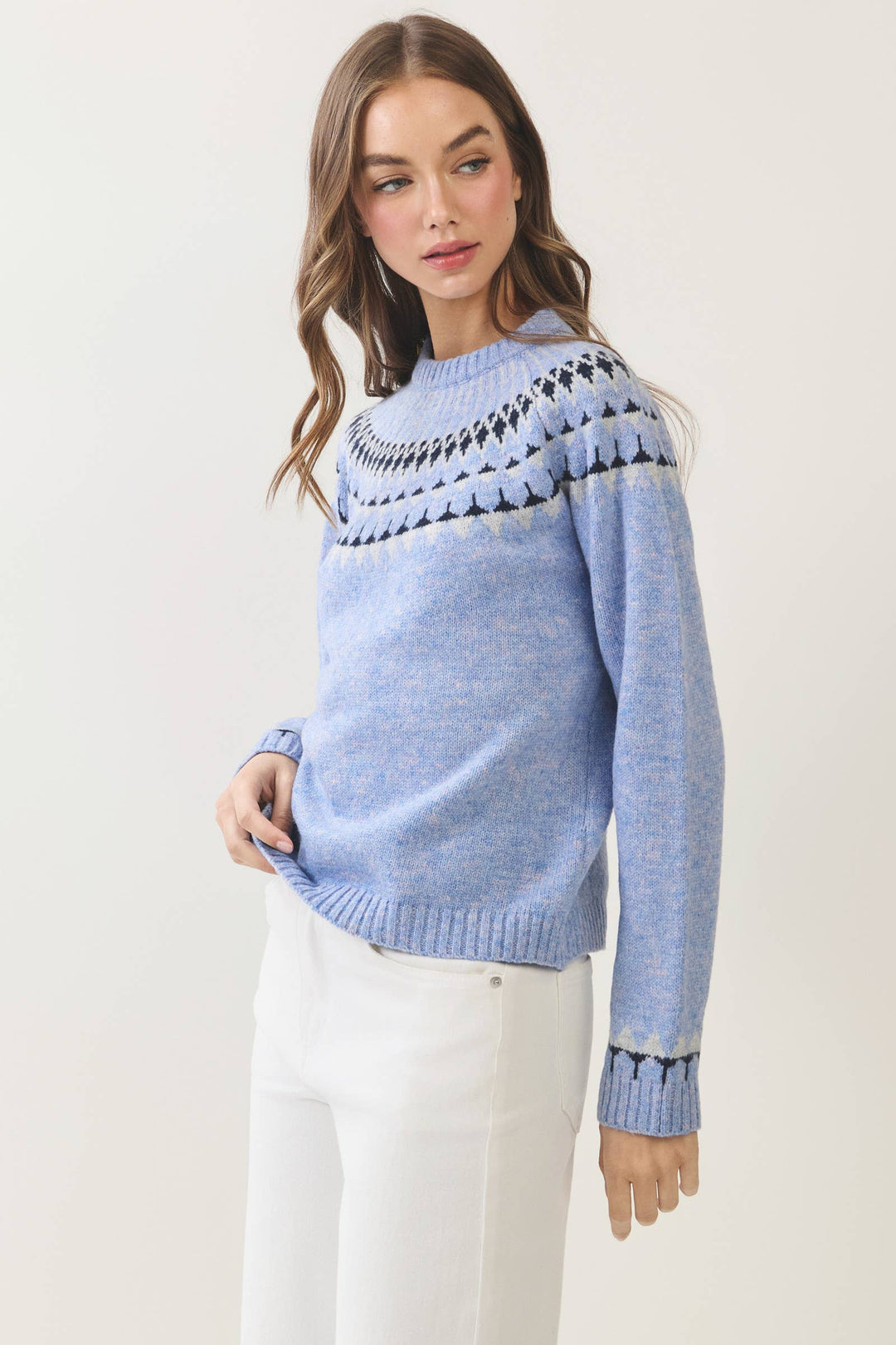 Piper Fair Isle Sweater - Light Blue