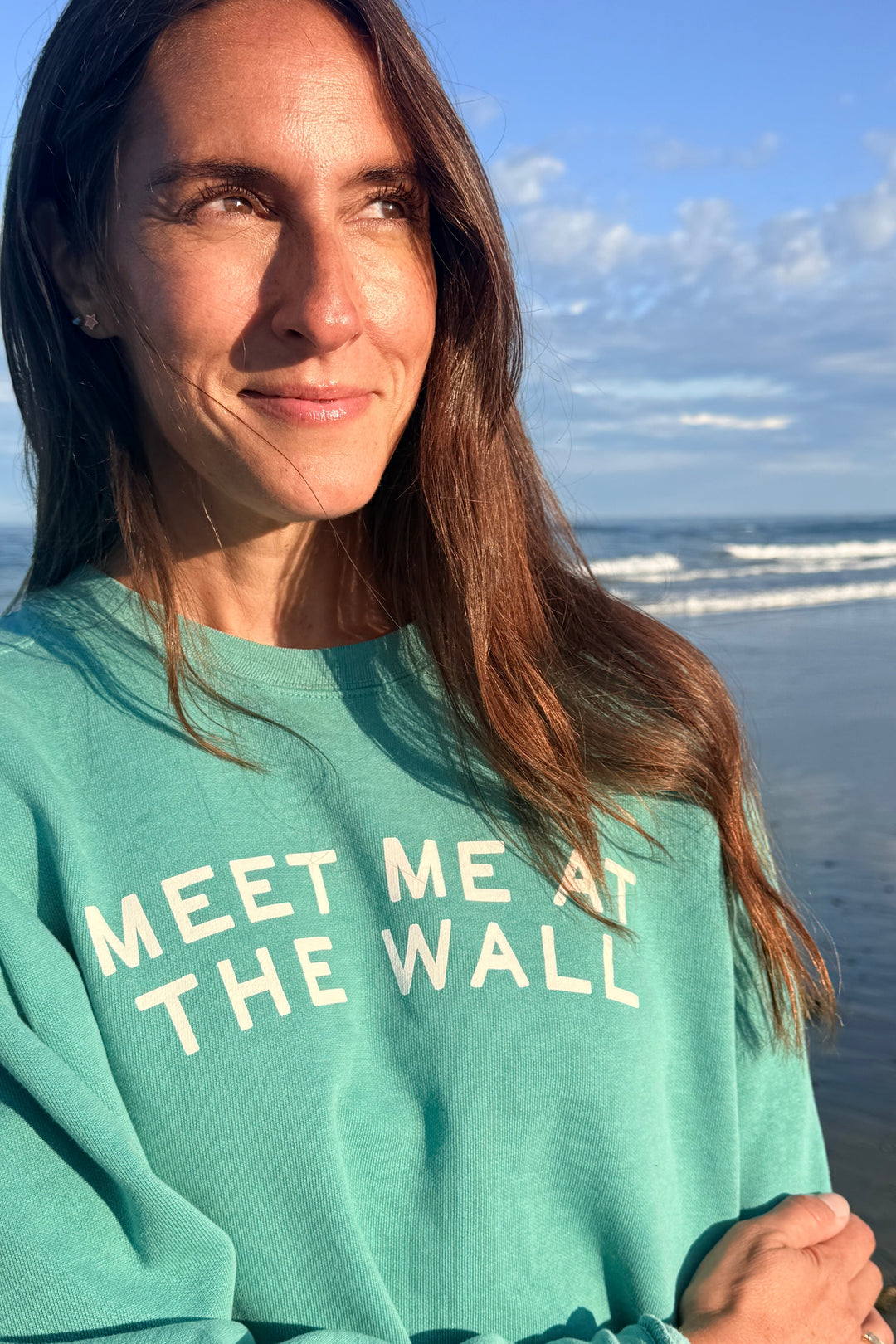 Meet Me At The Wall Sweatshirt- Seafoam