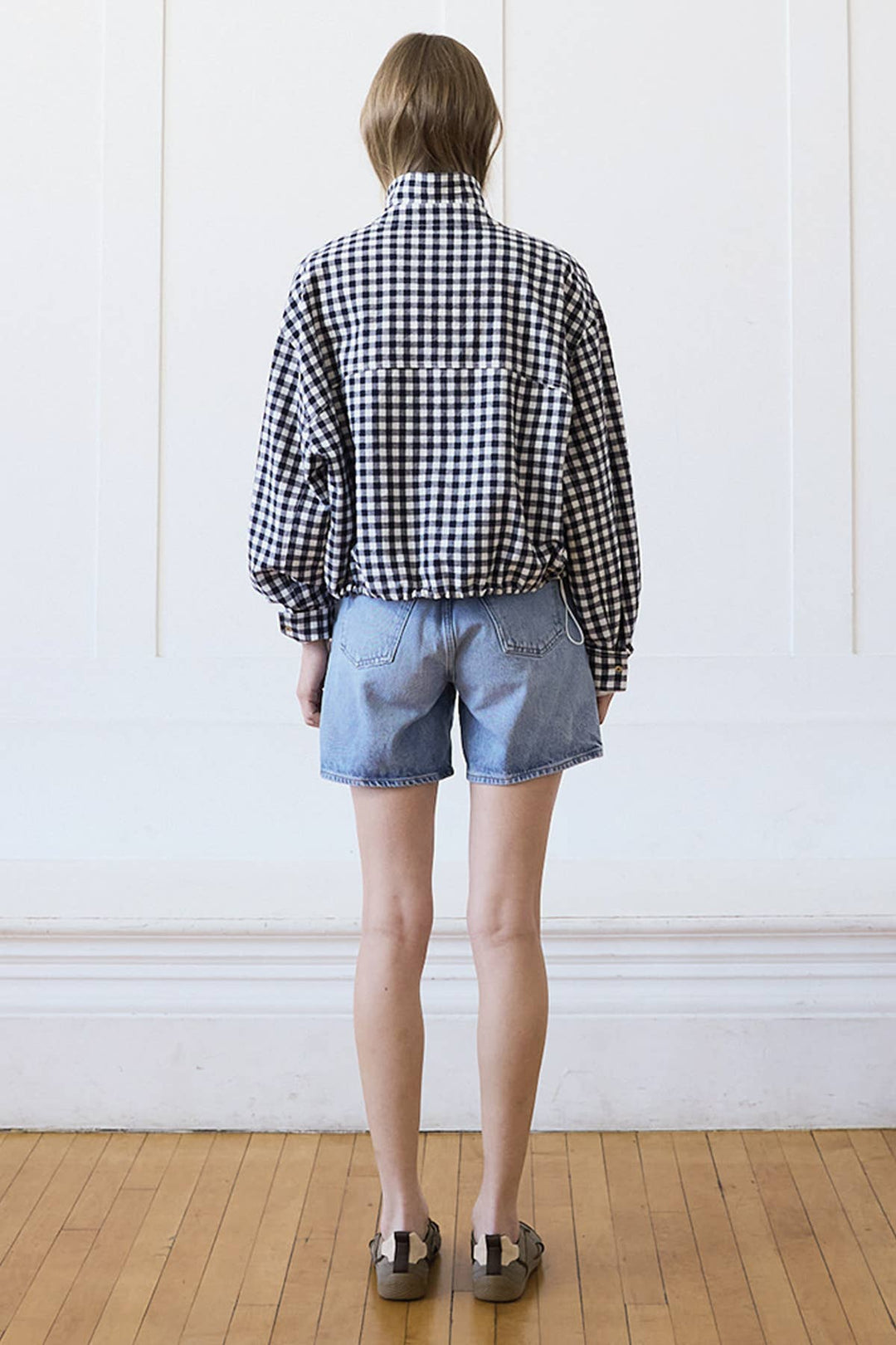 Jenna Gingham Jacket - Navy
