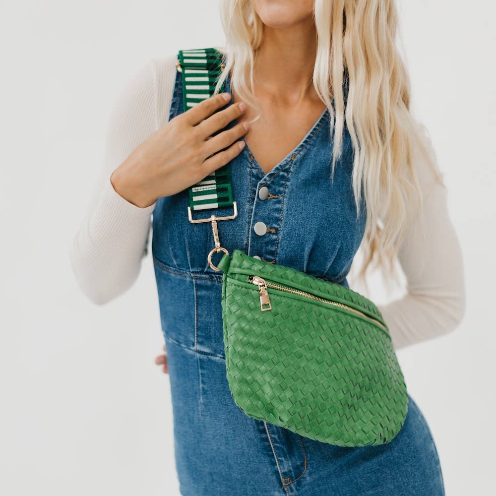 Keara Woven Crossbody Bag - Emerald