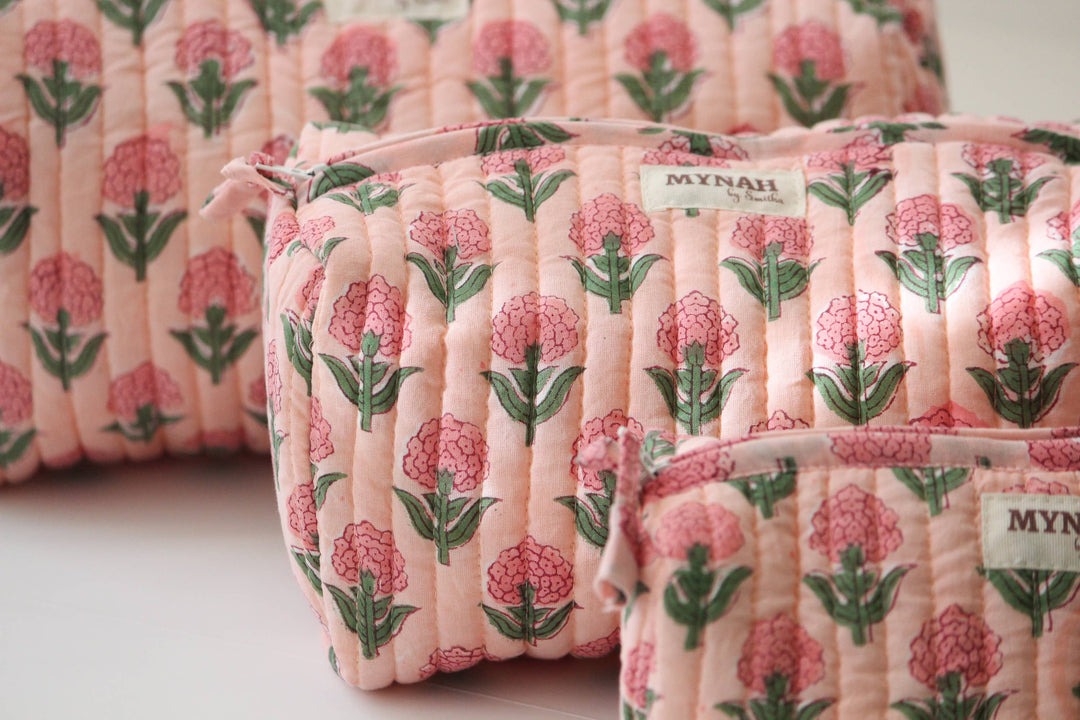 Blush marigold print travel/makeup/organizer/bag - Large