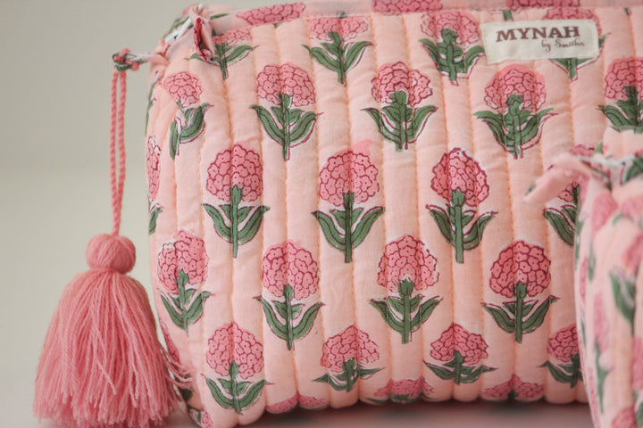 Blush marigold print travel/makeup/organizer/bag - Large