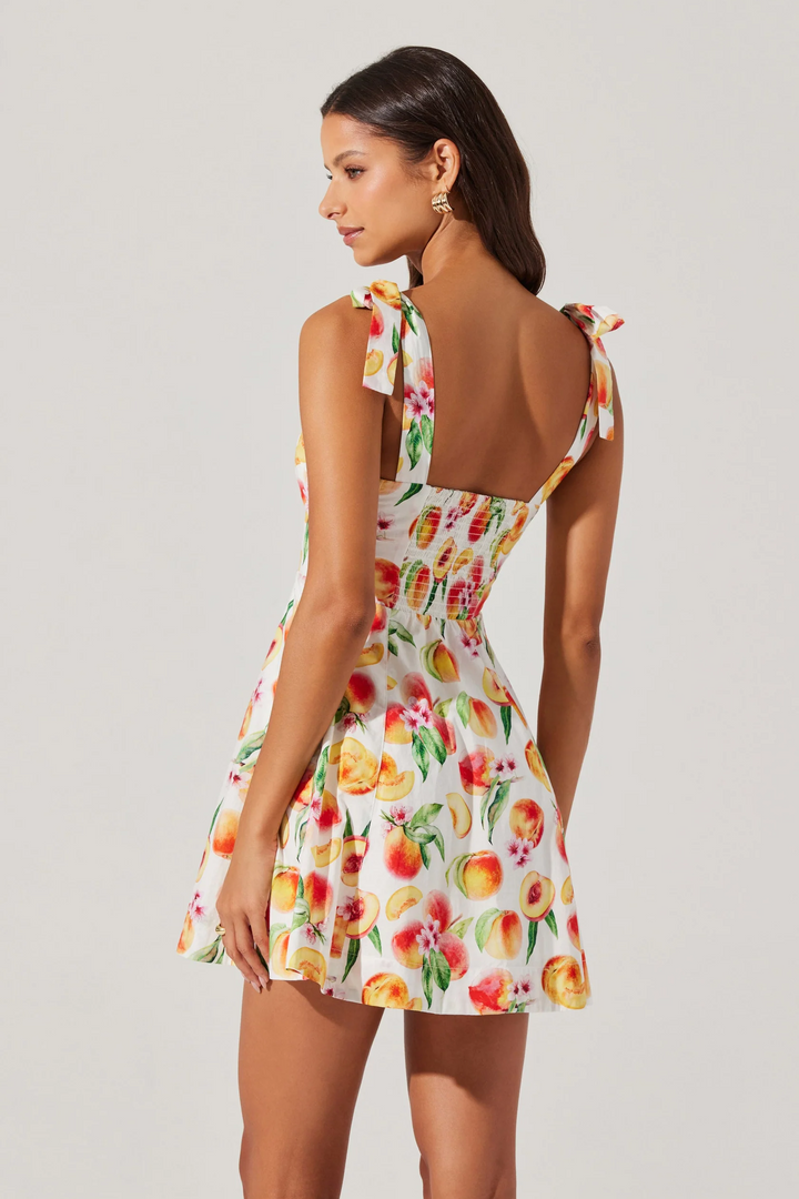 Georgia Bow Strap Mini Dress - Yellow Peach