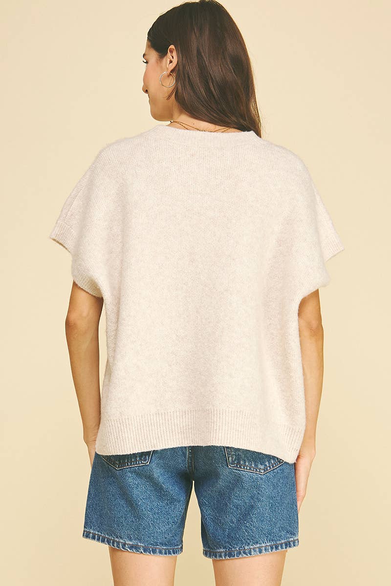 Emery Short Sleeve Sweater - Shell