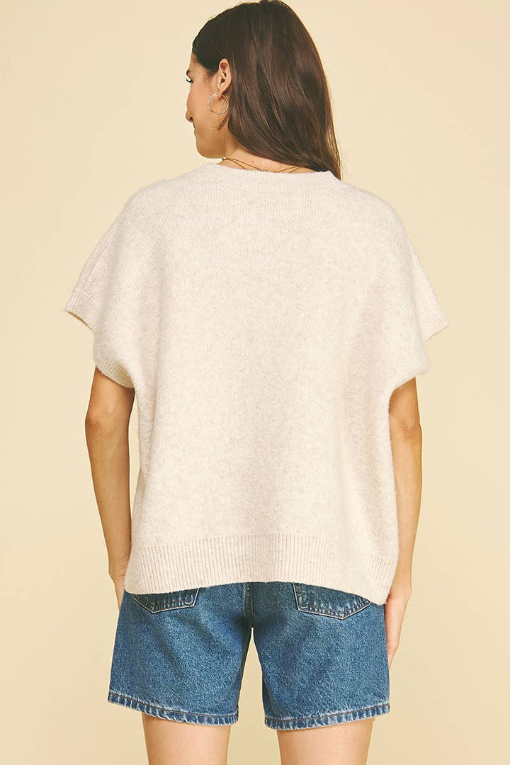 Emery Short Sleeve Sweater - Shell