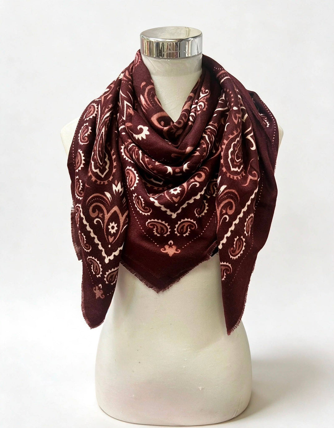 K21 Large Woolen Square Bandana: Khaki