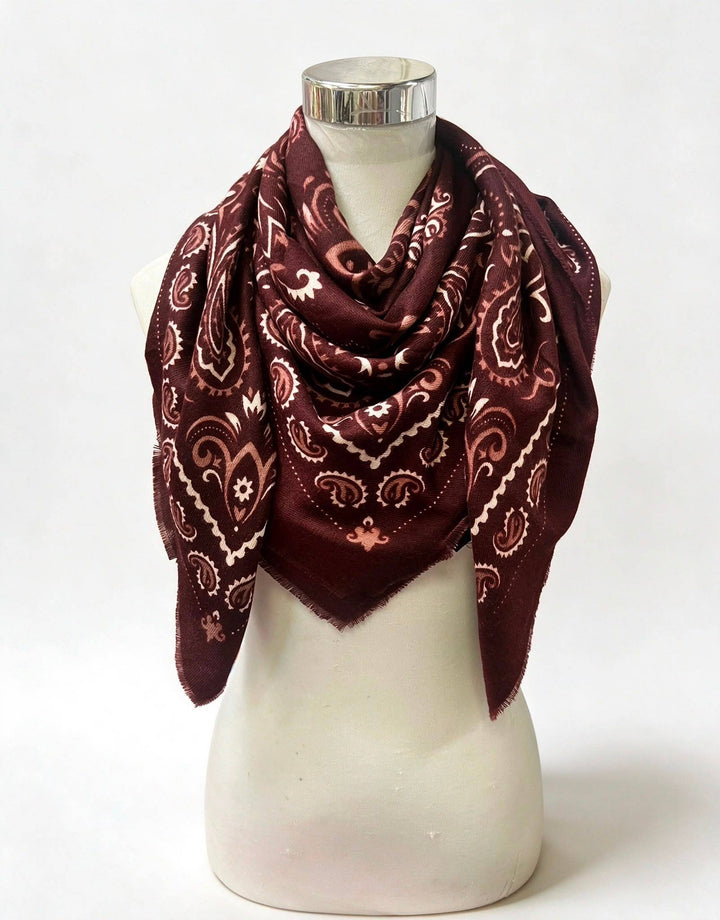 K21 Large Woolen Square Bandana: Khaki