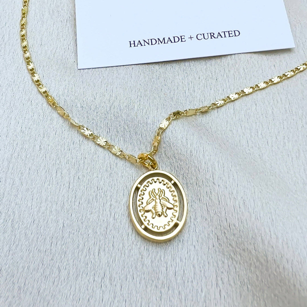 Golden Bee Signet Necklace