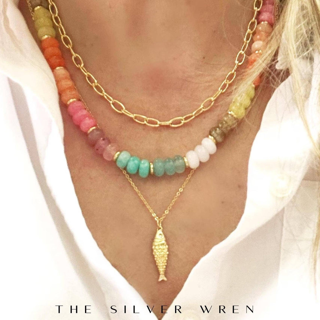 Gold Fish Pendant Necklace: Nixi / 20 inch