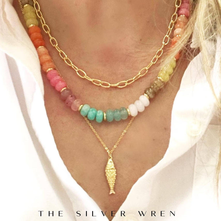 Gold Fish Pendant Necklace: Nixi / 20 inch