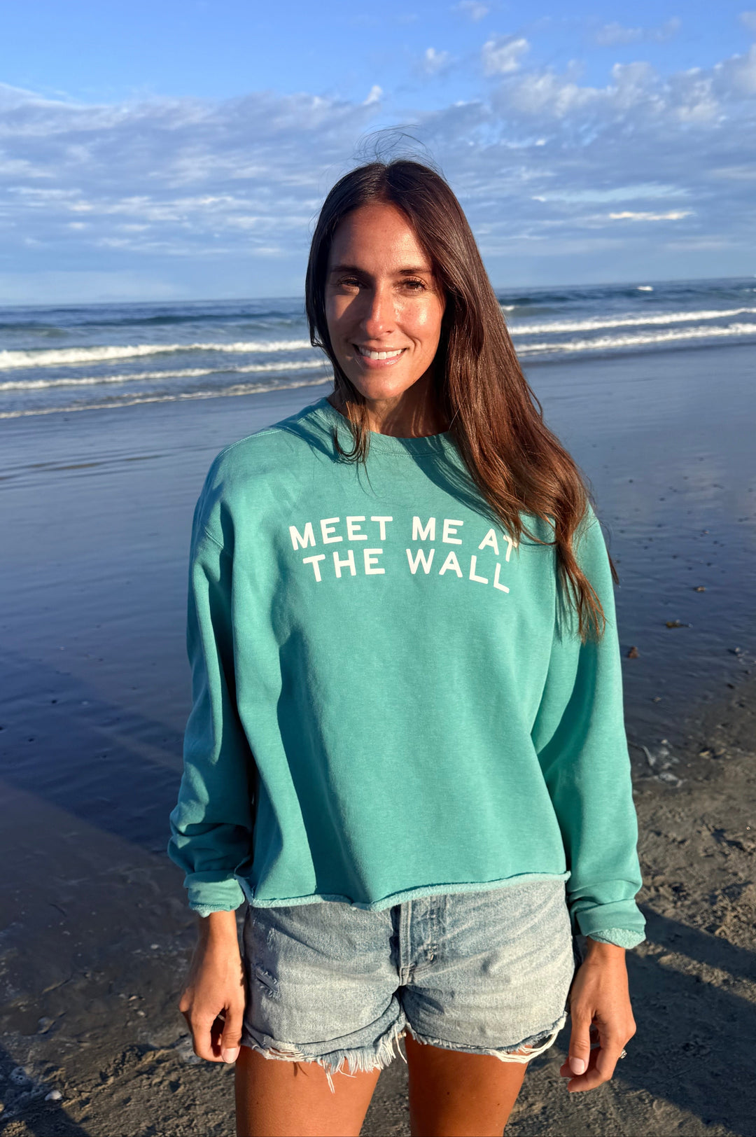 Meet Me At The Wall Sweatshirt- Seafoam