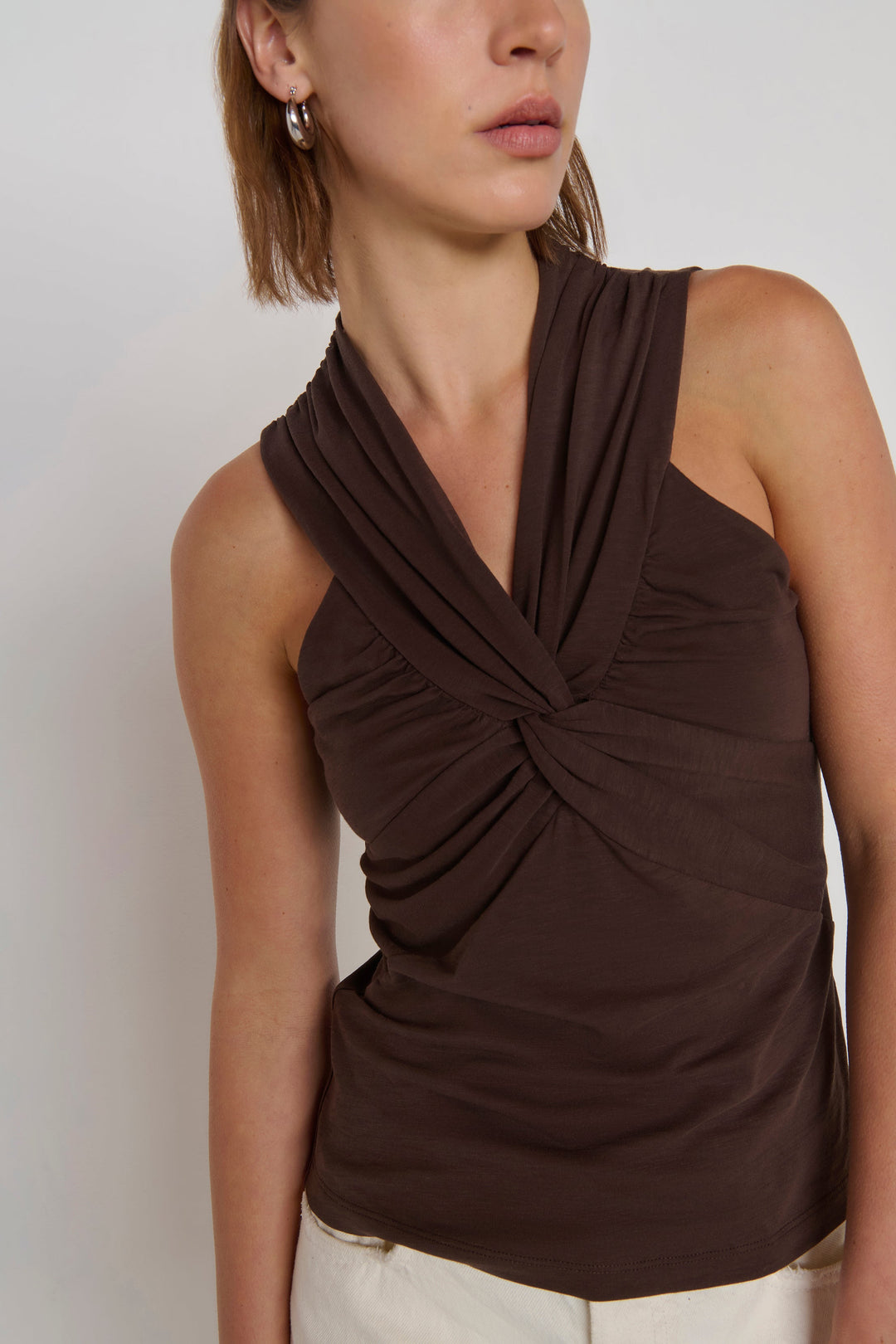 Nation Anais Halter Tank Cocoa knot detail