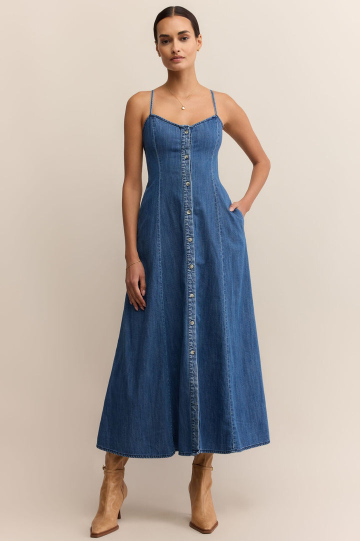Angel Eyes Denim Midi Dress - Medium Indigo