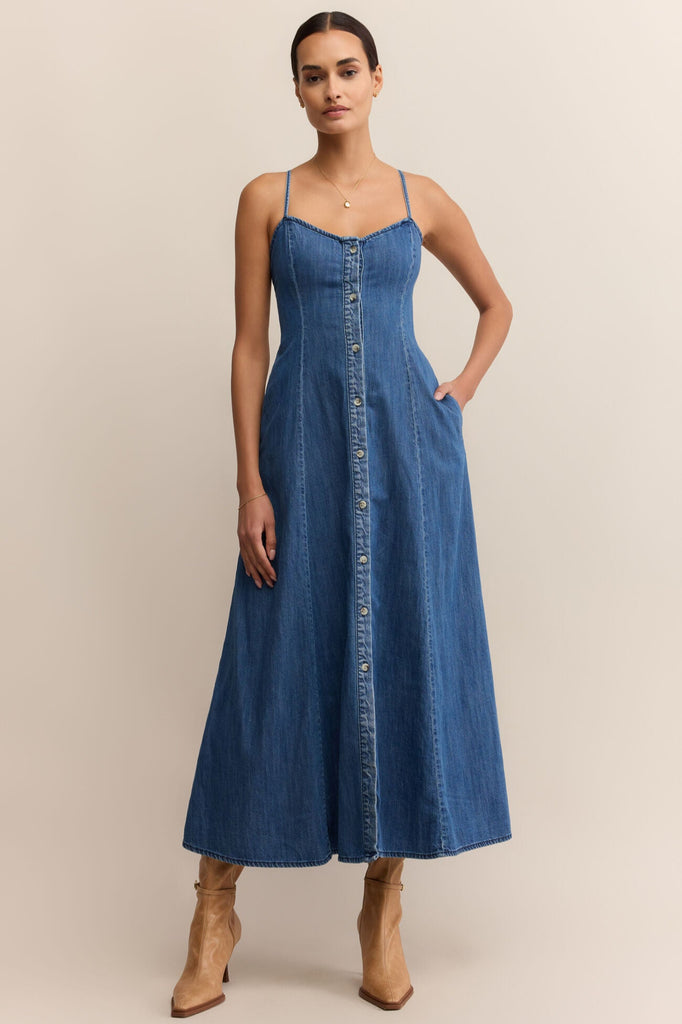 amory denim midi dress Angel Eyes Denim Midi Dress
