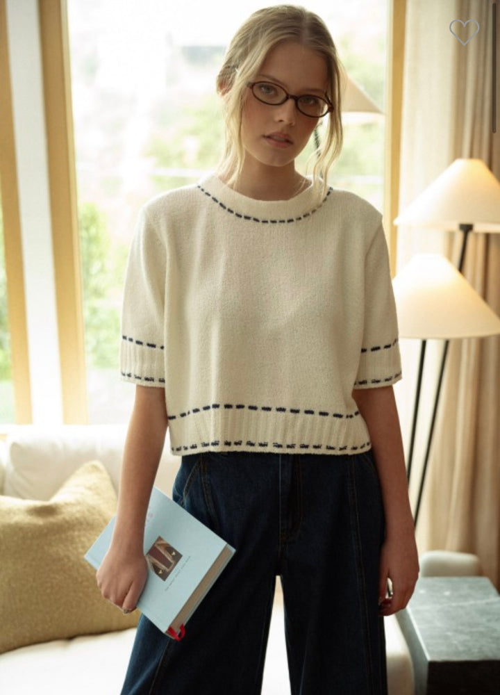 Rosalyn Top - White/Navy