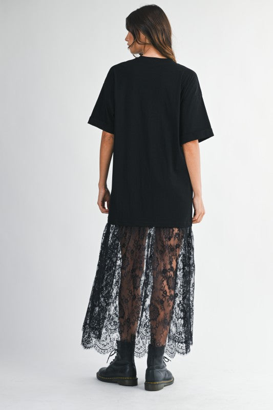 Paige Lace Skirt Maxi Dress - Black