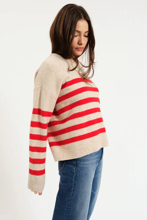 Carlyle Crewneck Sweater - Red Oat Stripe