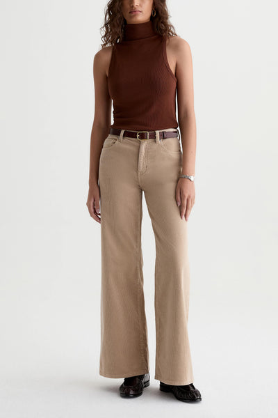 AG Saige Wide Leg Corduroy Pant in Studio Tan