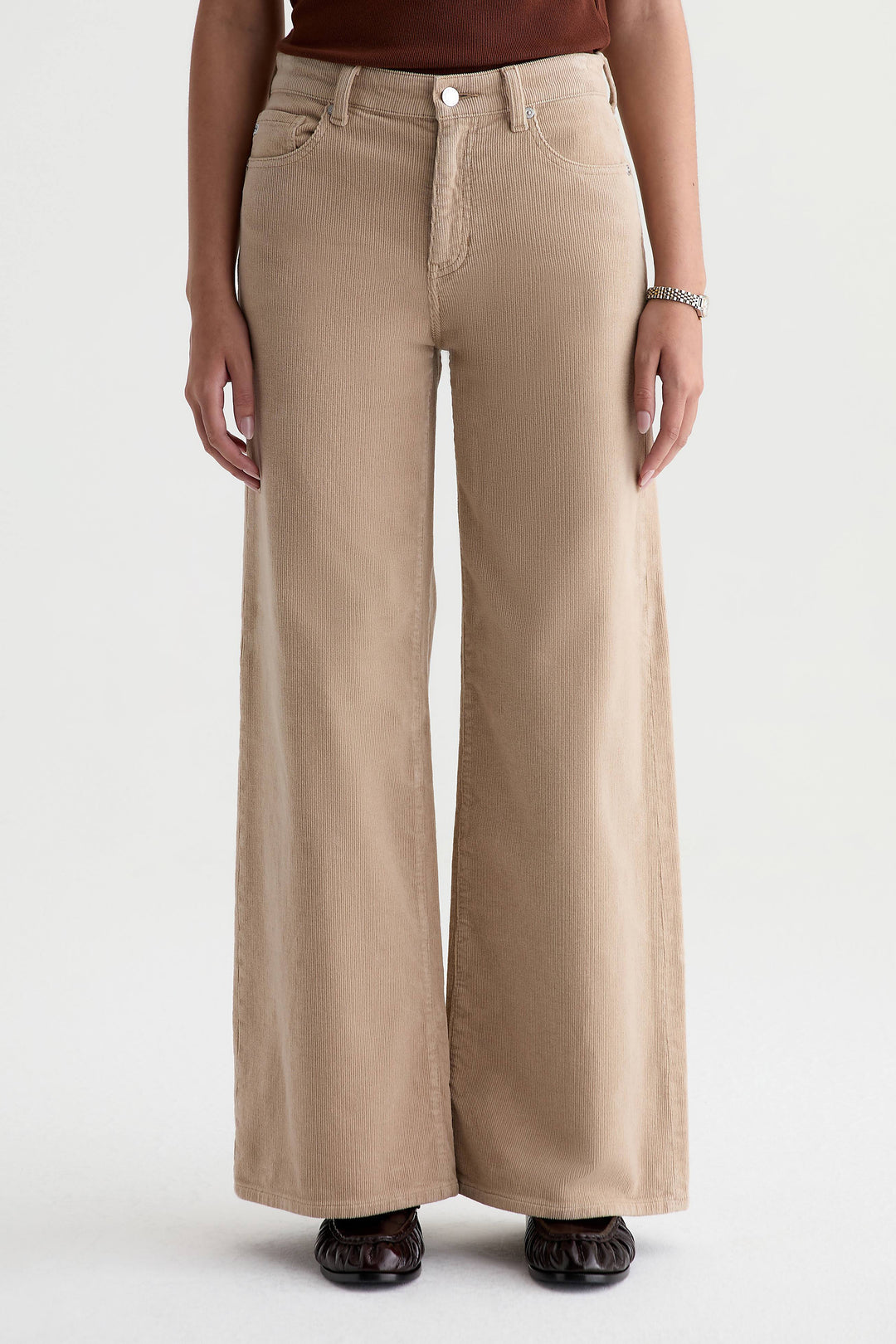 AG Saige Wide Leg Corduroy Pant in Studio Tan