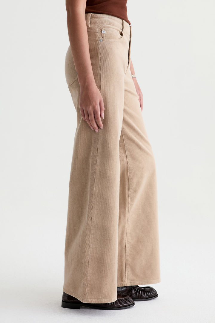 AG Saige Wide Leg Corduroy Pant in Studio Tan