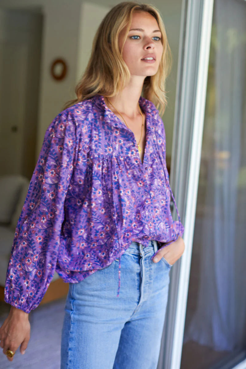 Emmaline Blouse - Violet Wildflower Organic