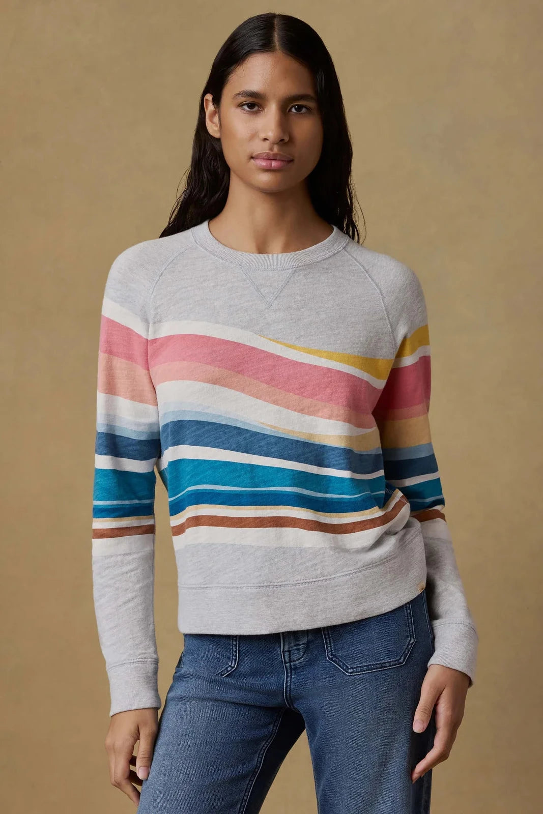 Sunwashed Organic Crewneck- Soleil Waves