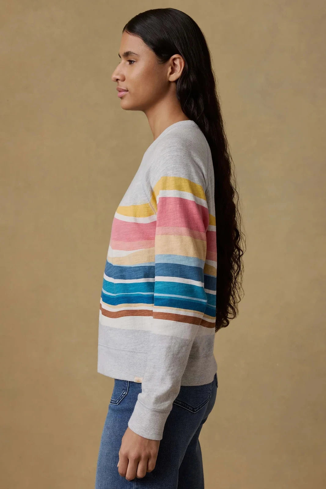 Sunwashed Organic Crewneck- Soleil Waves