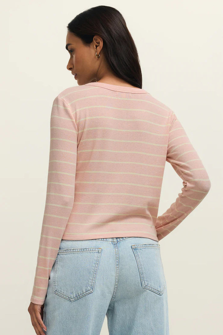 Ferris Henley Striped Top - Washed Pink