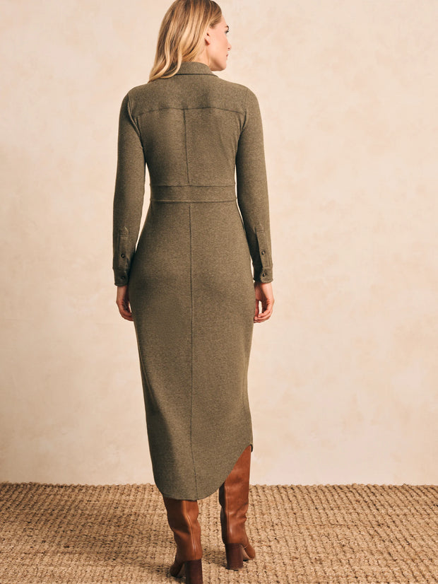 Legend Sweater Maxi Dress - Olive Melange Twill