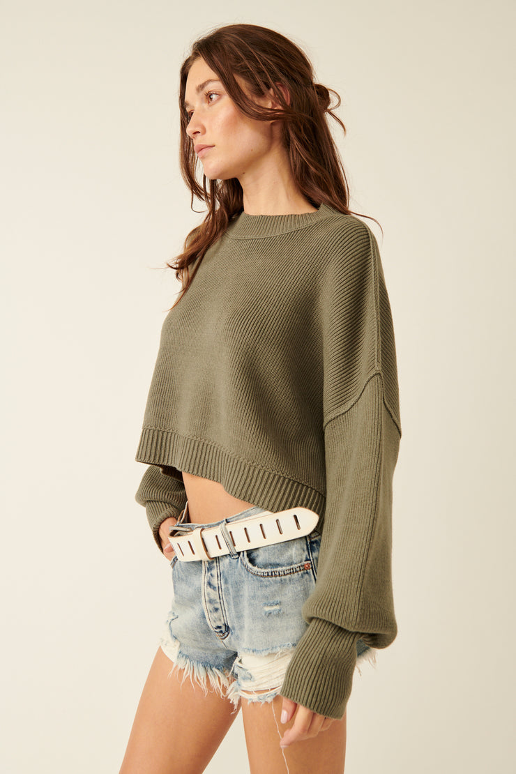 Easy Street Crop Pullover - Dried Basil
