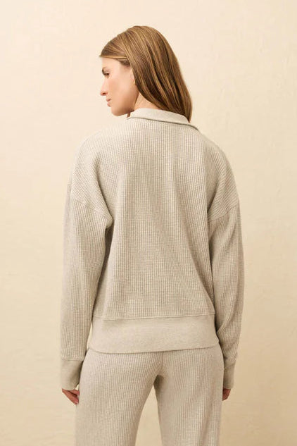 Apres Waffle Henley - Light Grey Heather