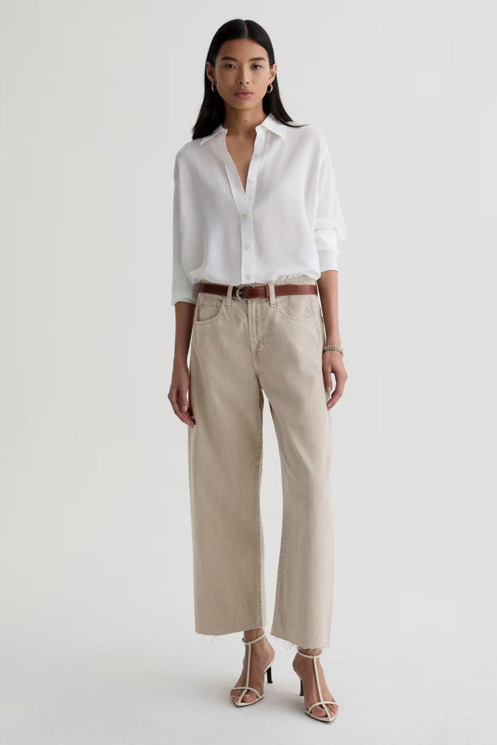 Hattie Crop High Rise Barrel - Light Taupe