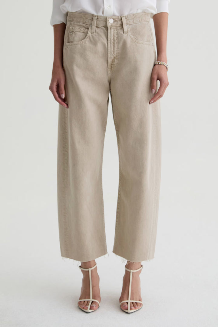 Hattie Crop High Rise Barrel - Light Taupe